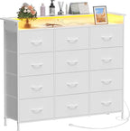 Welfuturer White Dresser with LED Lights and Charging Station - Image 3