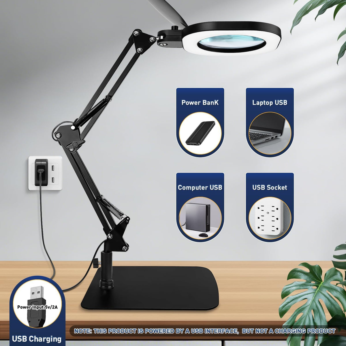 15X Real Glass Standing Magnifying Glass with Light and Stand, 3-in-1 Adjusta...