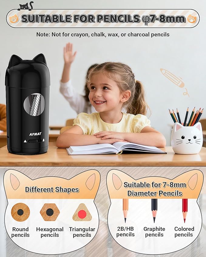 AFMAT Electric Pencil Sharpener, Fully Automatic Pencil Sharpener - Image 3