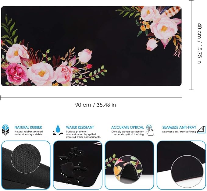 iCasso Extended Gaming Mouse Pad, Large Non-Slip Rubber Base Mousepad - Image 4