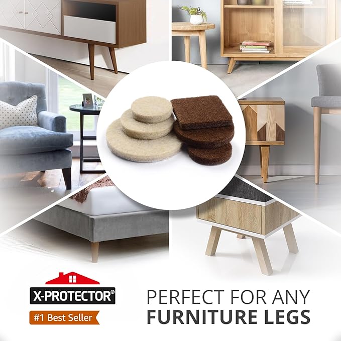 235 pcs Felt Furniture Pads Brown & Beige X-Protector! Huge Quantity of - Image 2