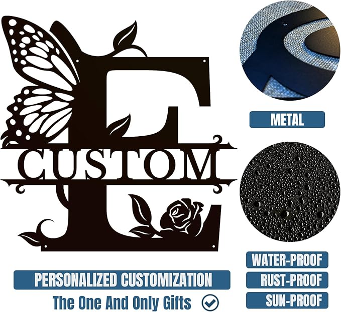 Personalized Custom Letter Name metal Signs, Custom Black Letter Monogram Wall - Image 6