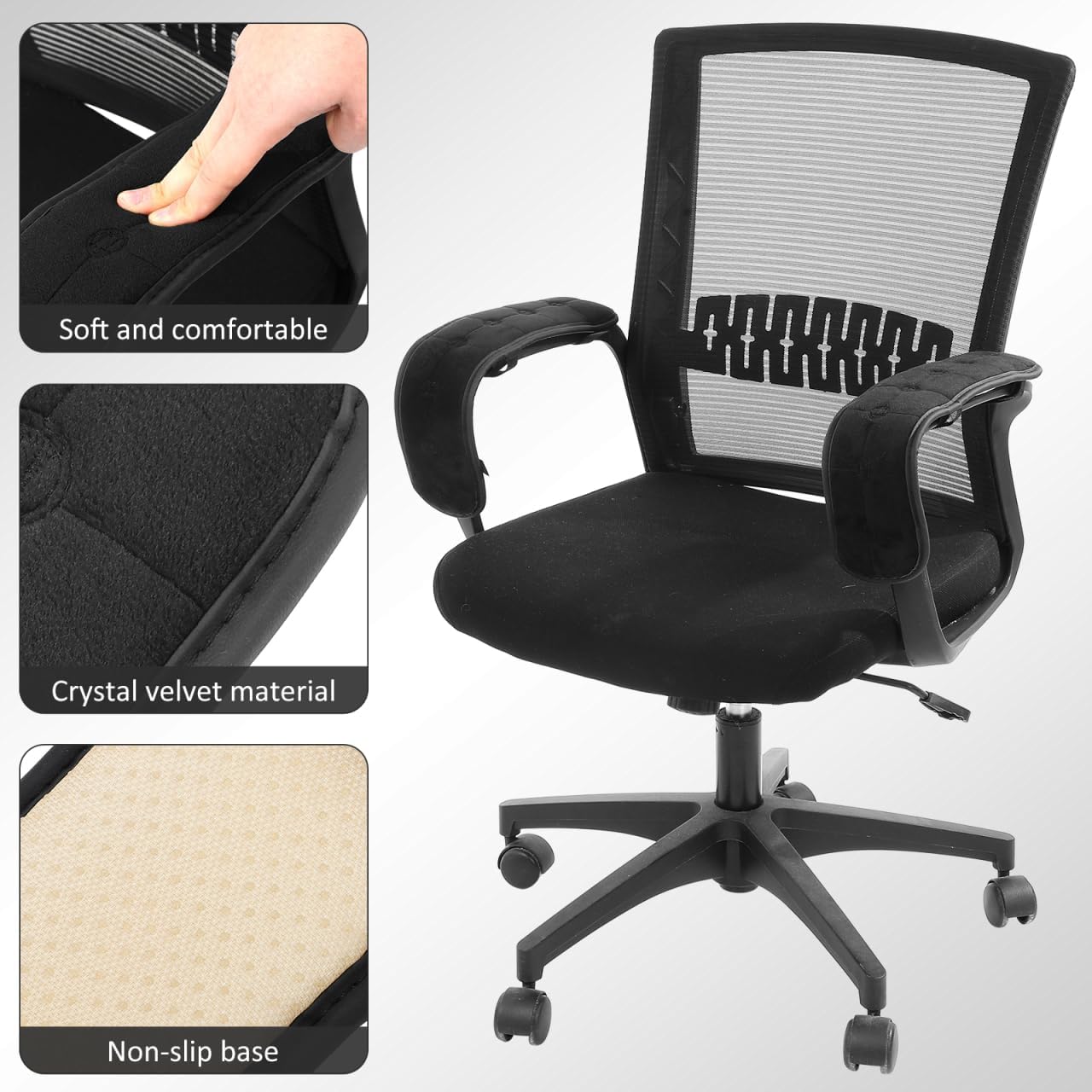 Artibetter Office Chair Armrest Pads 2pcs Arm Rest Covers Removable Elbow Cushion for Office, Wheelchair Comfy Gaming Chair 18X4 Inch