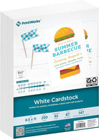PrintWorks White Cardstock 8.5" x 11" - 67 lb/147 gsm Vellum Bristol - 250 by PrintWorks