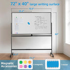 VOWNER Double-Sided Magnetic Whiteboard, Reversible Rolling White Board - Image 2