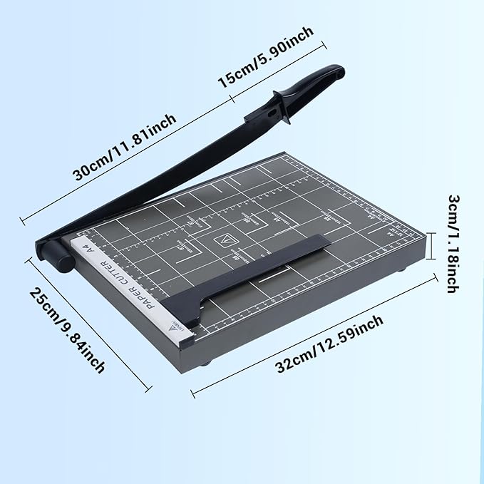 LSINBIU Guillotine Paper Cutter, 12 Sheets Capacity - Image 5