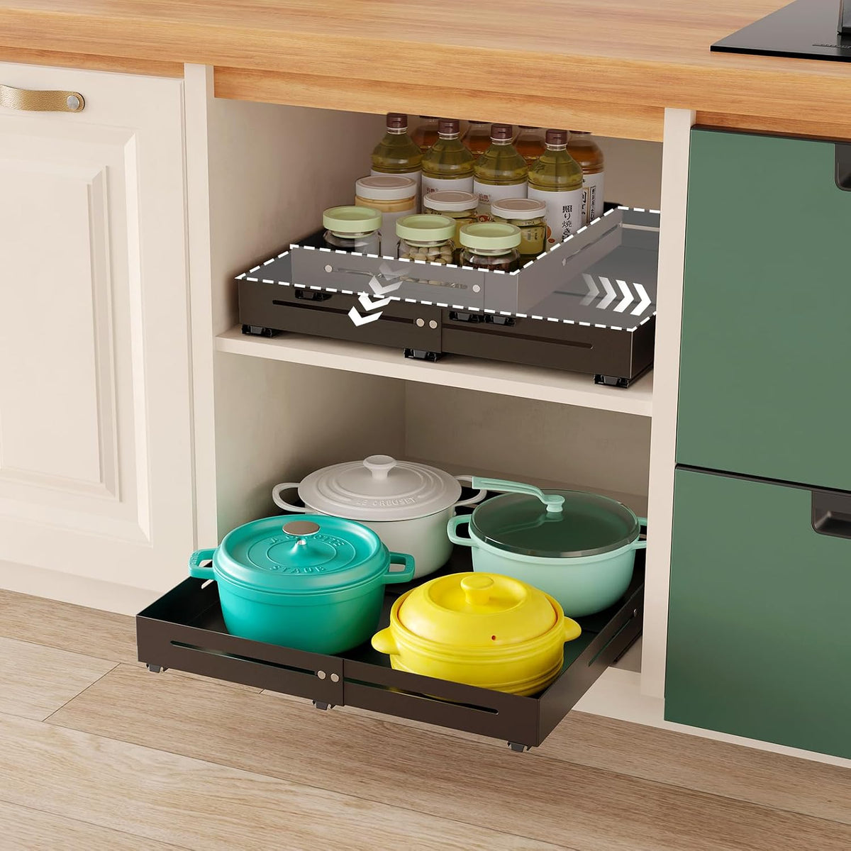 Pull out Cabinet Organizer, Full Metal Expandable Width (14.8"-20.8&quot...
