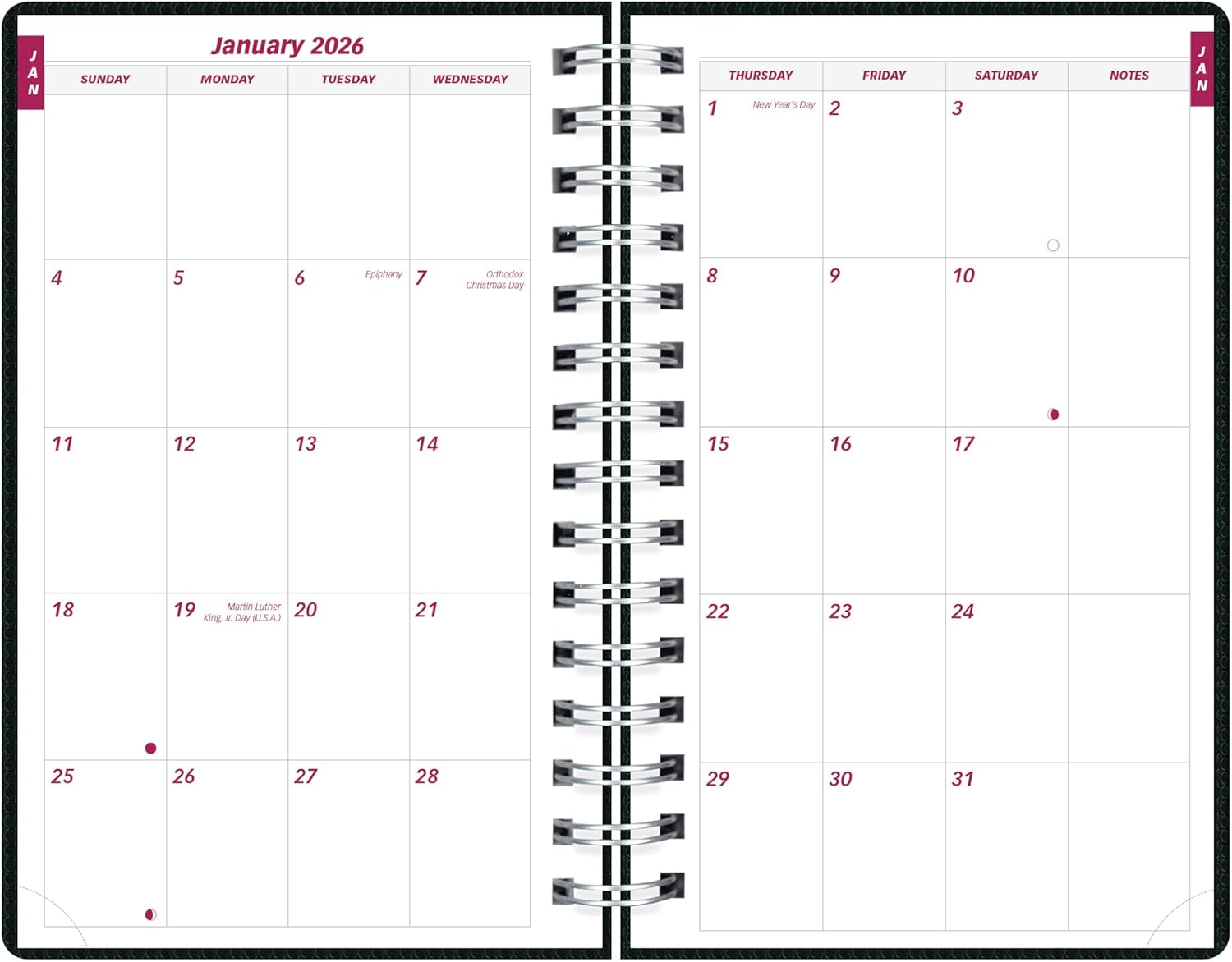 Brownline® 2026 DuraFlex Daily/Monthly Planner, Appointment Book, 12 Months, January to December, Twin-Wire Binding, 8" x 5", Black (CB634V.BLK-26)