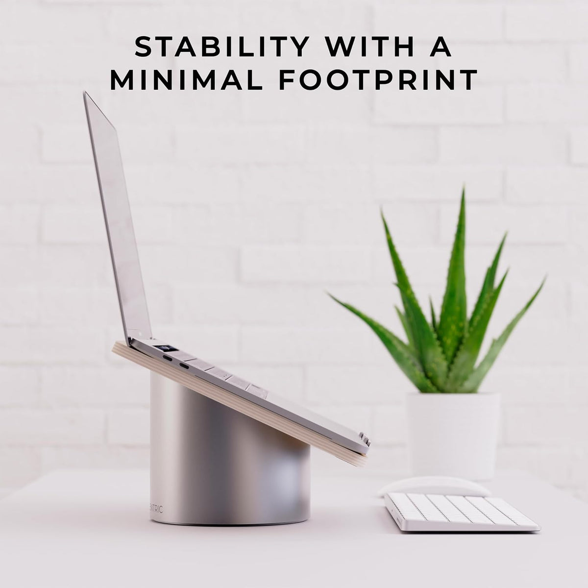 HumanCentric Laptop Riser for Desk, Black Walnut Wood Top & Space Gray Base