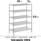 Regal Altair 24" Deep x 48" Wide x 64" Height Wire Shelving Kit | 5-Tier | NSF - Image 3