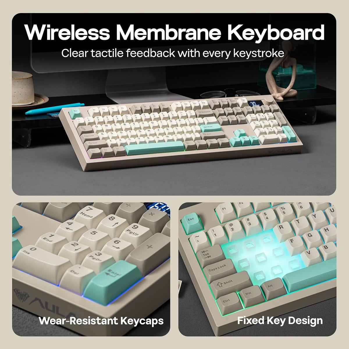 EPOMAKER Aula S102 PRO Membrane Gaming Keyboard w/TFT Screen & Volume Knob