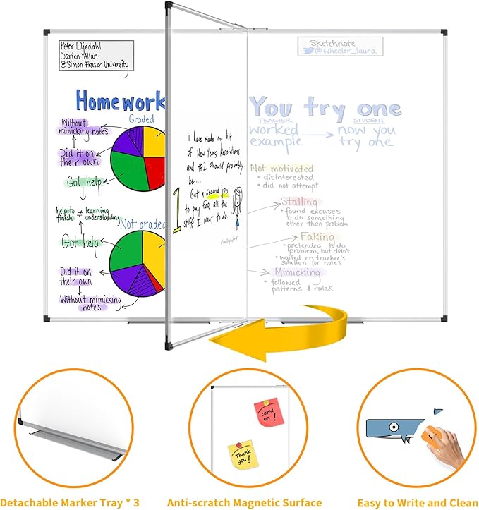 XBoard Magnetic Whiteboard 72 x 48 Inch | Giant Foldable Dry Erase White Board - Image 6