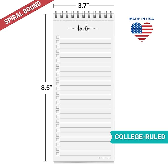 321Done Skinny to Do List Notepad, 3.7x8.5 Spiral - Image 2
