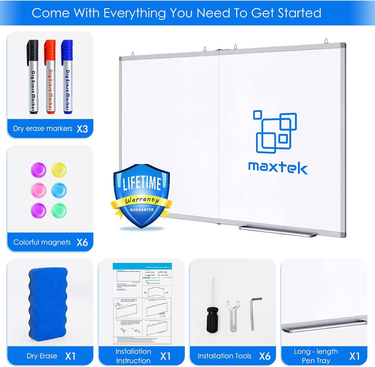 White Board Dry Erase 60x36, Maxtek Large Magnetic Whiteboard Wall Mounted