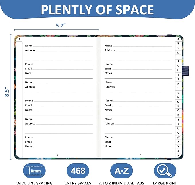 Comkiso Address Book with Individual Alphabetical Tabs Laminated, Large Print - Image 3