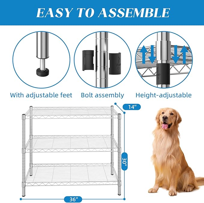 Guan River 3-Shelf Adjustable Metal Shelf Wire Shelving Storage Rack - Image 4
