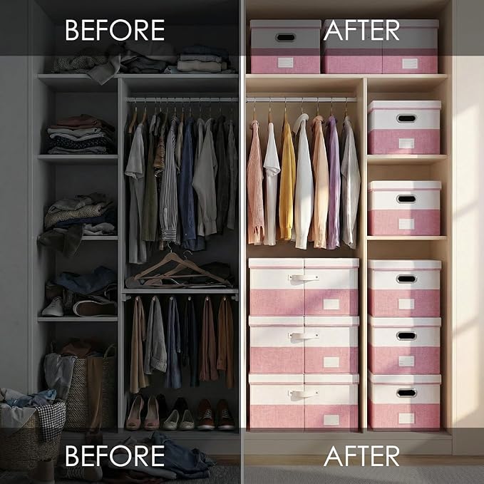 PRANDOM Storage Bins with Lids Linen Fabric Foldable Storage Boxes Organizer - Image 5