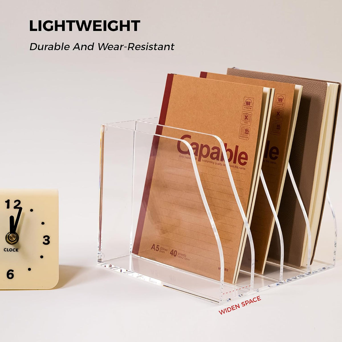 Acrylic Magazine File Holder, 4 Vertical Compartments Desk Document Sorter Or...