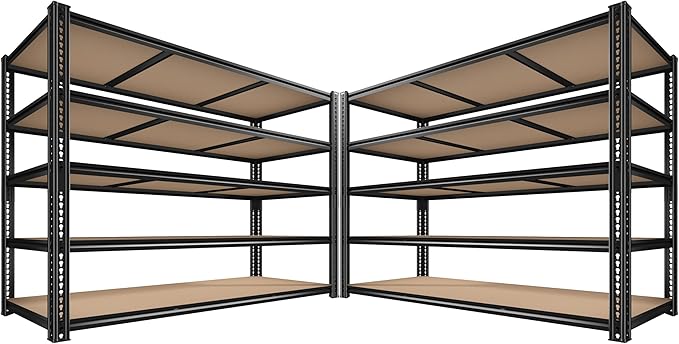 ROOMFAVE 3500LBS Garage Shelving 60" W Metal Shelving 72" H Storage Shelves by RoomFave-organizeyourjoy