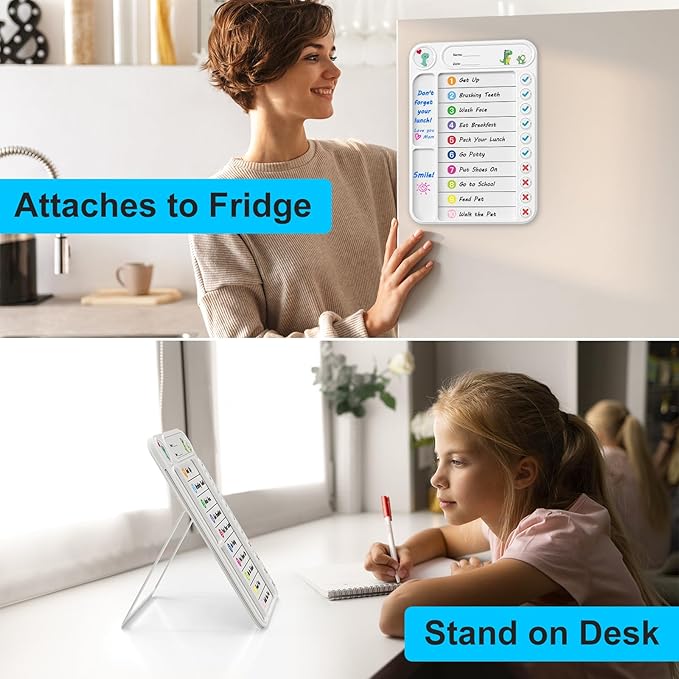 Magnetic Chore Chart for Kids, ADHD Task Tracker Easy-Check Routine Dry Erase - Image 9
