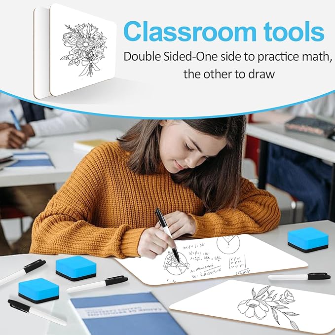 Dry Erase LapBoards, PANDRI 6 Pack Double Sided 12.5 x 9 Inch Whiteboards - Image 7