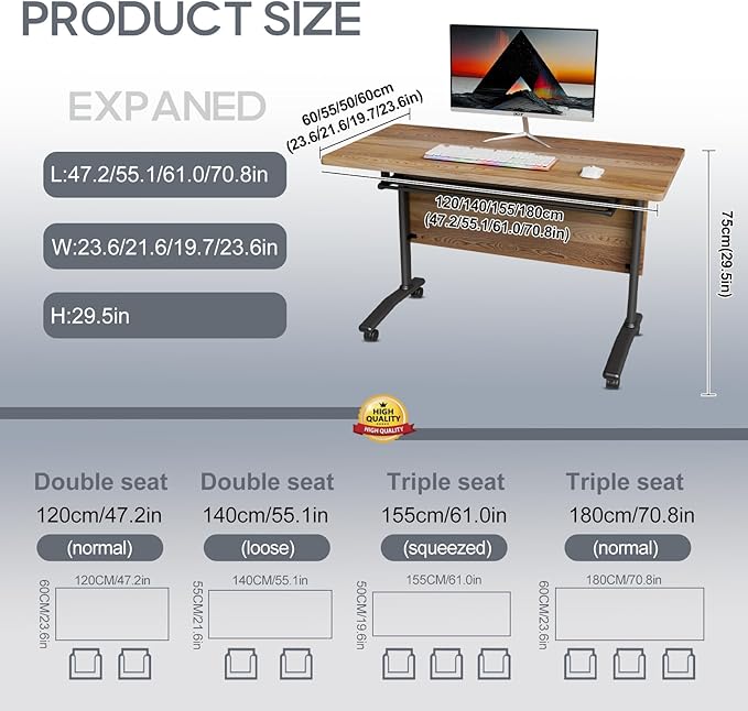 Folding Conference Table 4ft 5ft, Foldable Office Meeting Desk - Image 2