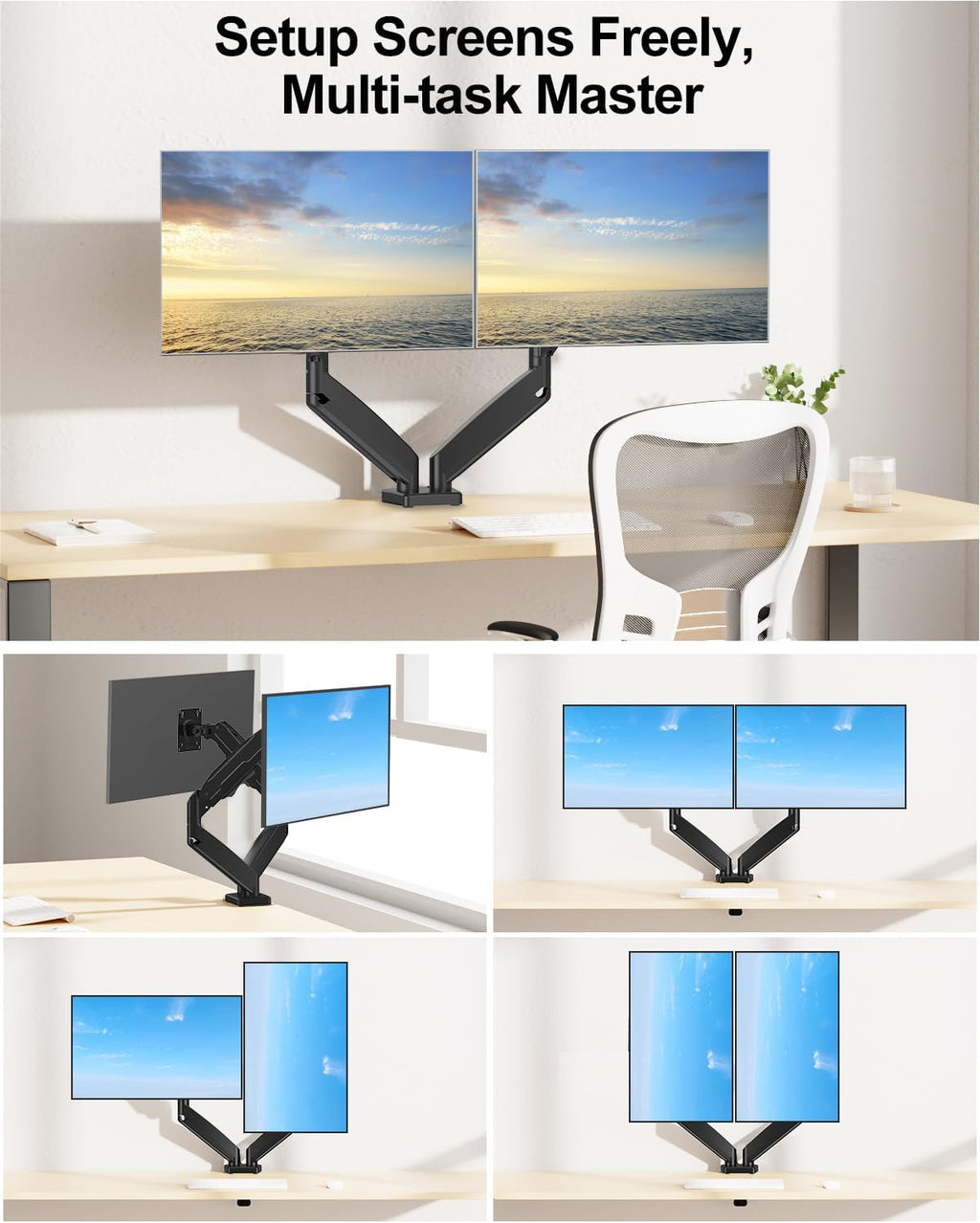 mount pro dual monitor mount fits 13 to, package contents