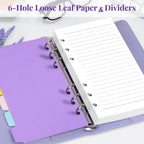 A5 Refill Paper, 6 Hole Planner Inserts with Binder Dividers, 240 Pages | A5 Binder Inserts for Notebook Journal, College Ruled Loose Leaf Paper for 6 Ring Binder