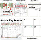 Mokani Small Desk Calendar 2026-2027, Desktop Calendar Jul.2026-Dec.2027 | 18 Months Academic Flip Standing Calender with Stickers & US Holidays Marked (8"x6")