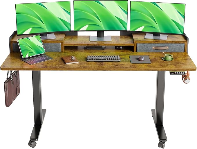Claiks Standing Desk with Drawers, Adjustable Stand Up Electric Standing Desk by CLAIKS