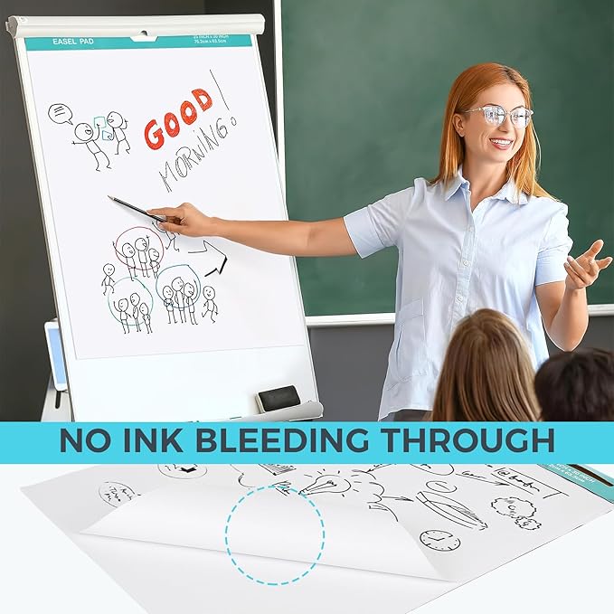 FAHKNS Sticky Easel Pad，Large 25x30 Inch Self-Adhesive Teacher'S Flip Chart - Image 4