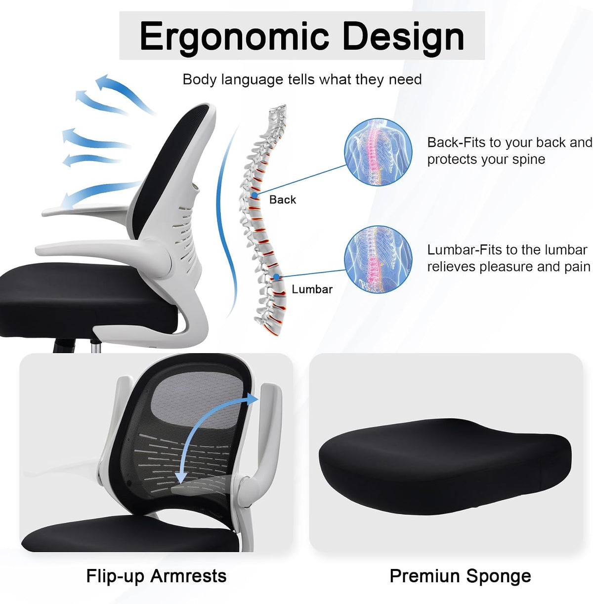 HYLONE Tall Drafting Chair Standing Desk Chair with Flip-Up Armrests, Adjusta...