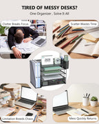 wali desk file organizer, 5 tier desktop paper, close-up detail