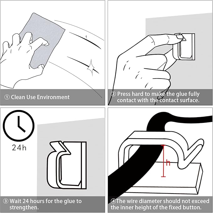 XHF 120 PCS Adhesive Cable Wire Clips Black, Outdoor Christmas Light Clips - Image 5