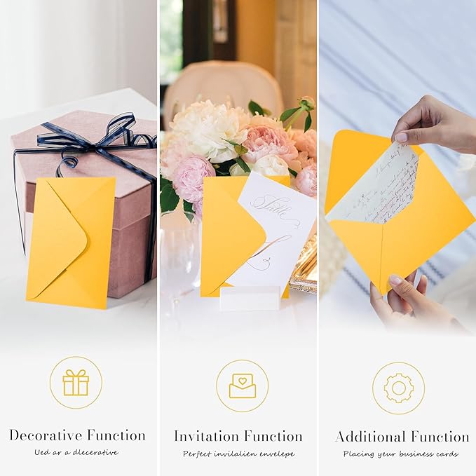 5x7 Gold Envelopes 100 Pack, Goefun A7 Yellow Shiny V Flap Envelopes - Image 4