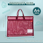 Pendancy Mesh Zipper Pouch A4 Size, Large Double Pocket Lightweight Nylon - Image 2