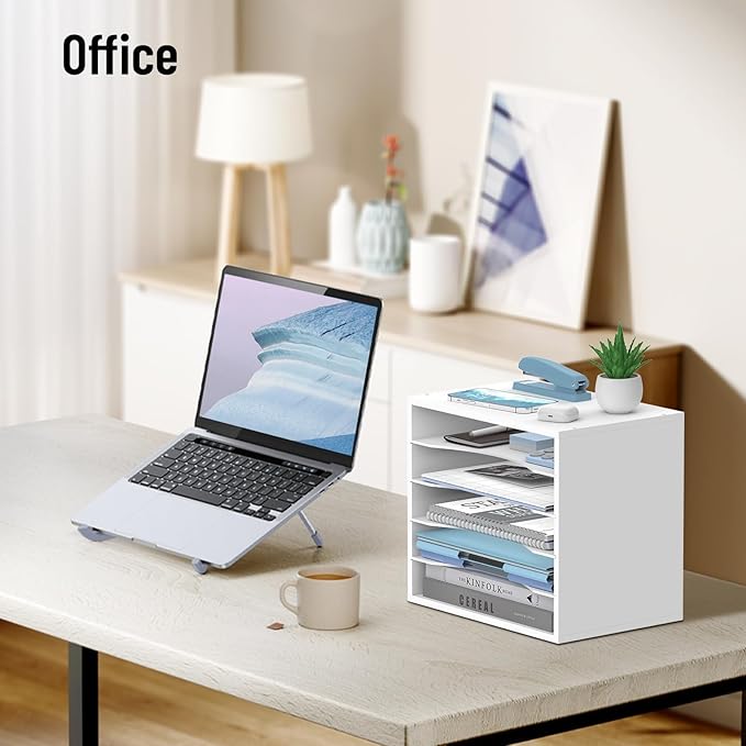 SHARKWOODS 5-Tier Wood Desk Organizer, Paper Tray Organizer - Image 9