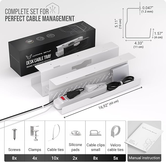 Under Desk Cable Management Tray no Drill – Wire Management - Image 6