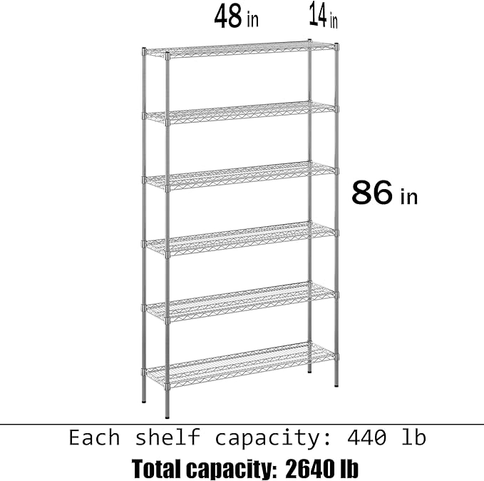 Regal Altair 14" Deep x 48" Wide x 86" Height Wire Shelving Kit | 6-Tier | NSF - Image 3