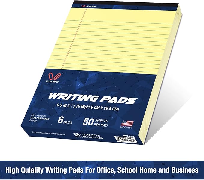 Woodlake Legal Pads 8.5 "x 11" – 6‑Pack, Wide Ruled, Premium Yellow Paper Pad - Image 2
