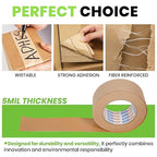 ADHES Water Activated Tape 2" x 55yds, 3 Rolls, Reinforced Kraft Gummed Paper - Image 3