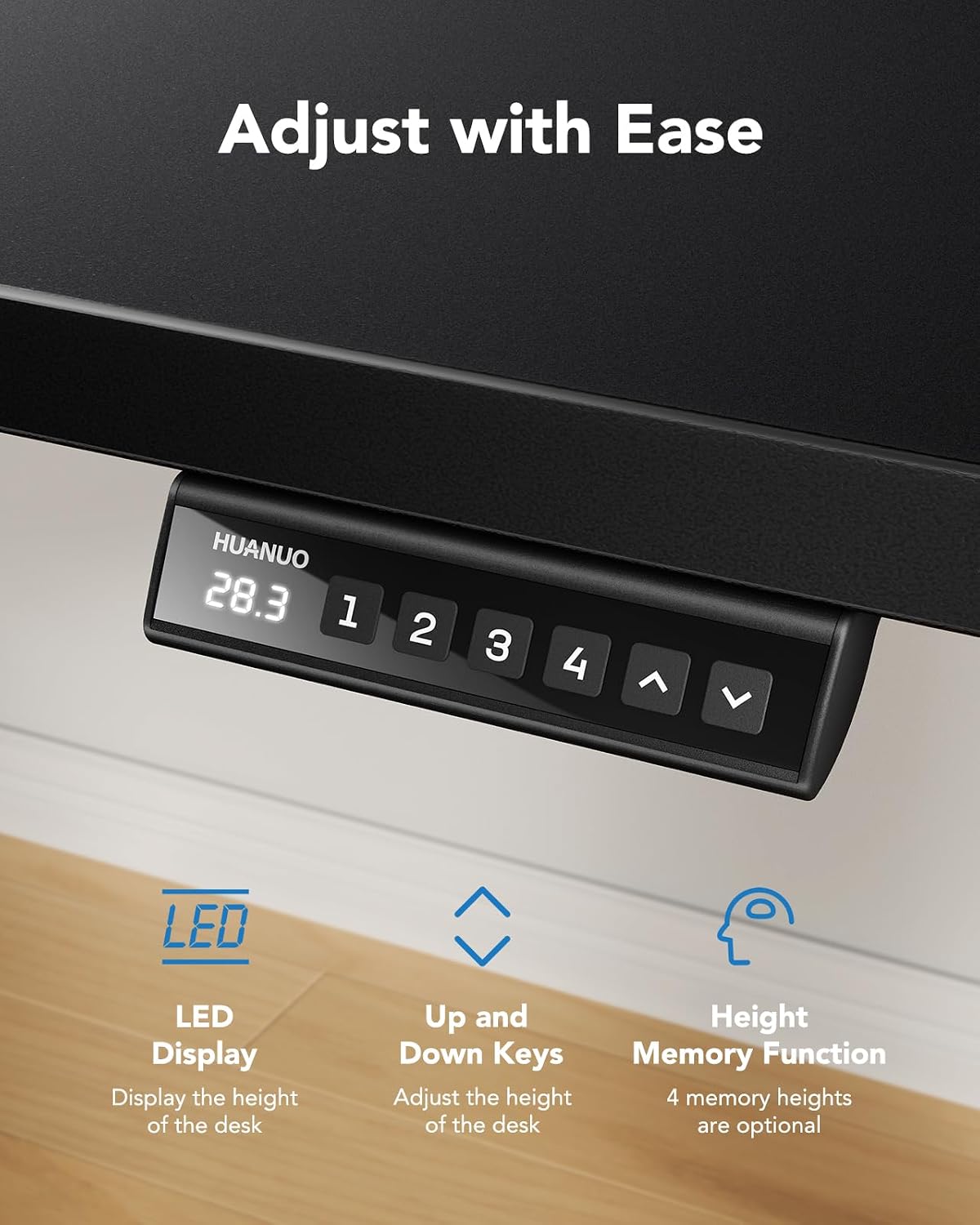 HUANUO Electric Standing Desk, Whole Piece Desktop, Adjustable Height Compute...