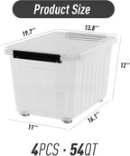 Citylife 54 QT Clear Plastic Storage Bins - Image 2