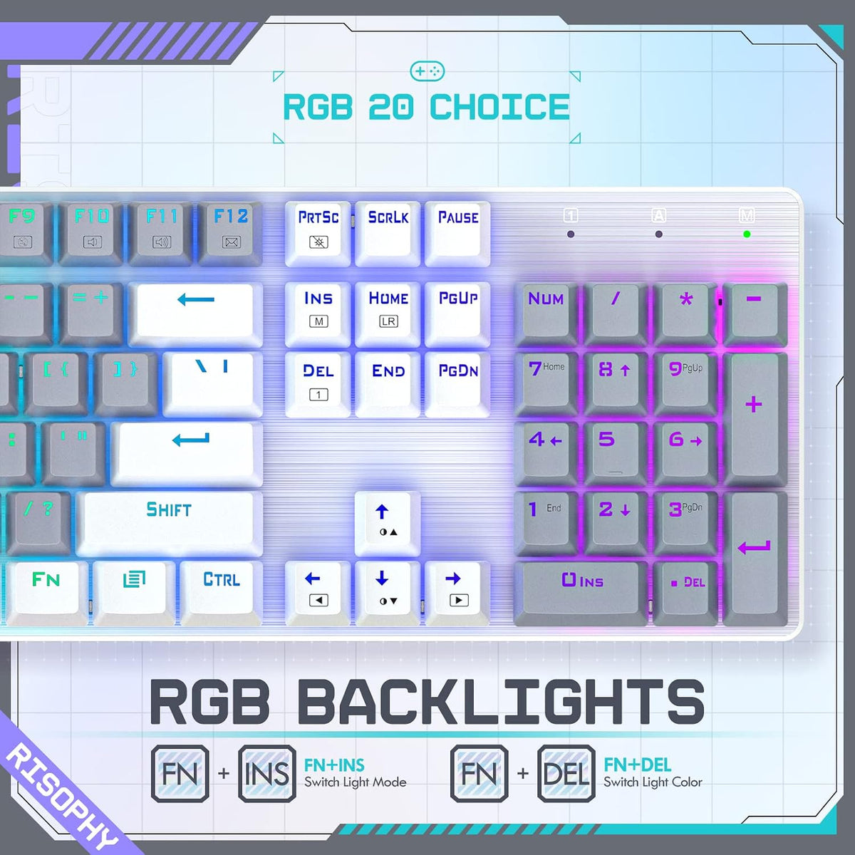 RisoPhy Wireless Mechanical Keyboard, Triple Mode 2.4G/USB-C/Bluetooth Gaming...