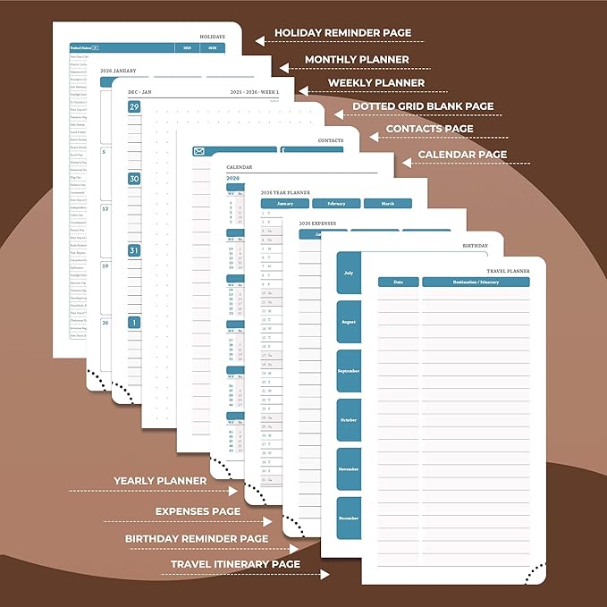 IN-LUXPRO Planner 2026 Daily Weekly and Monthly, 6.5"x3.75", 12 Months Spiral - Image 5