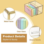 BTSKY Golden Glass Index Card Organizer Box, 3x5 Inch Index Cards Holder - Image 6