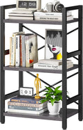 Homeiju Bookshelf, 3 Tier Industrial Bookcase, Metal Small Bookcase, Rustic by Homeiju
