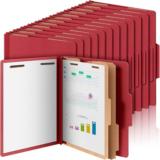 Skyygemm 48 Pcs Classification Folders Letter Size, 2 Divider Pressboard File by Skyygemm