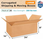Large Shipping & Moving Boxes 24"L x 14"W x 8"H - Image 2