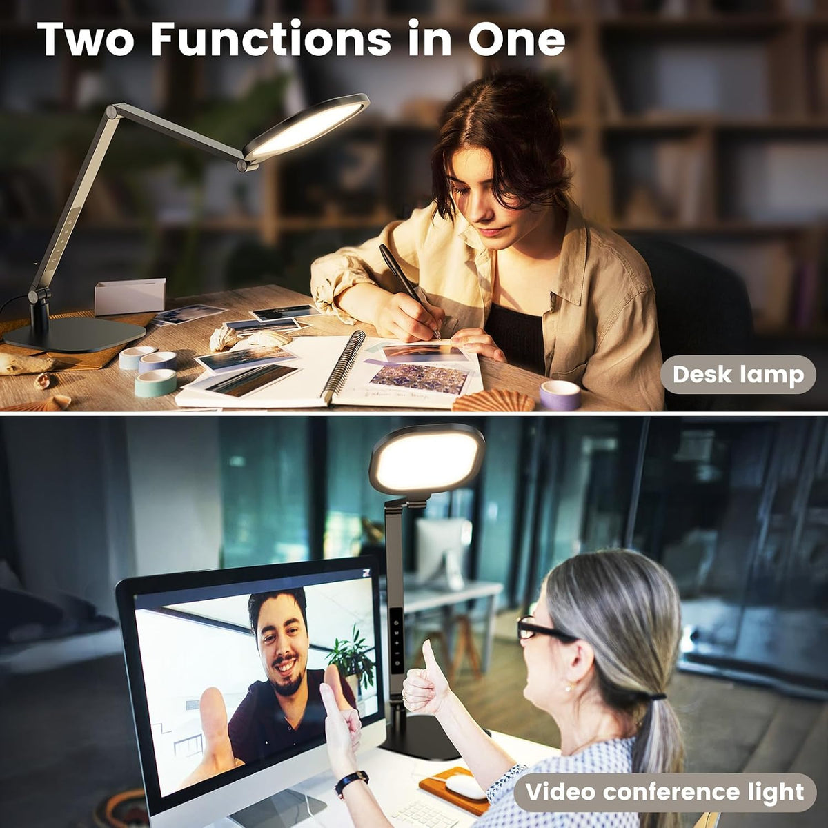 LitONES 2 Packs LED Desk Lamp for Home Office, 15W Desk Light with CRI 97.8